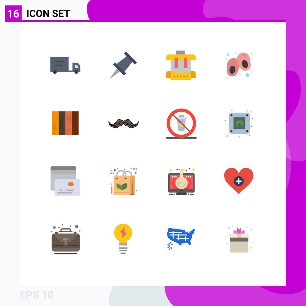 16 User Interface Flat Color Pack of modern Signs and Symbols of hipster texture line wood interior Editable Pack of Creative Vector Design Elements