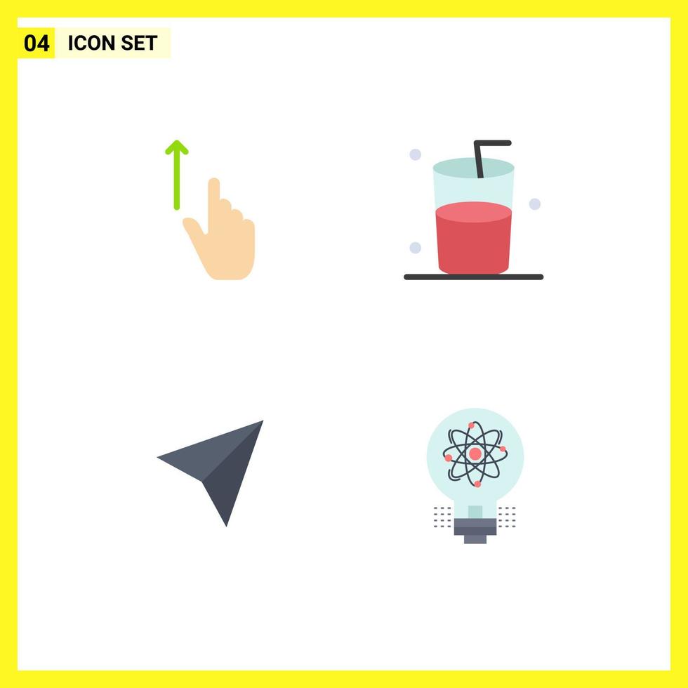 Group of 4 Modern Flat Icons Set for up sets gestures drink idea Editable Vector Design Elements