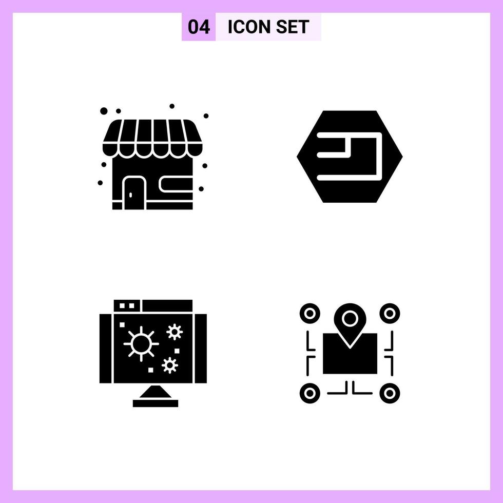 4 Icons in Solid Style Glyph Symbols on White Background Creative Vector Signs for Web mobile and Print