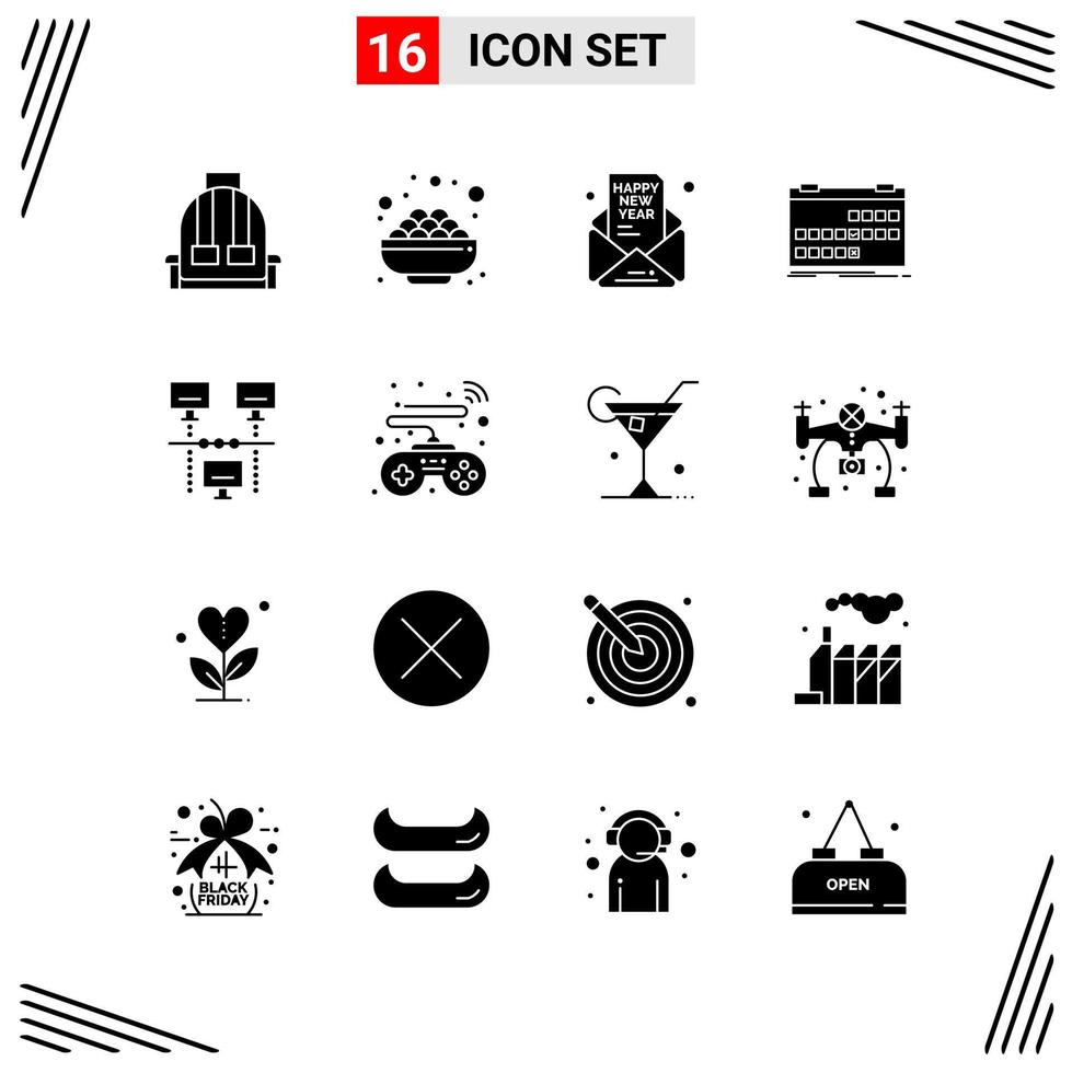 16 Icons Solid Style Grid Based Creative Glyph Symbols for Website Design Simple Solid Icon Signs Isolated on White Background 16 Icon Set vector