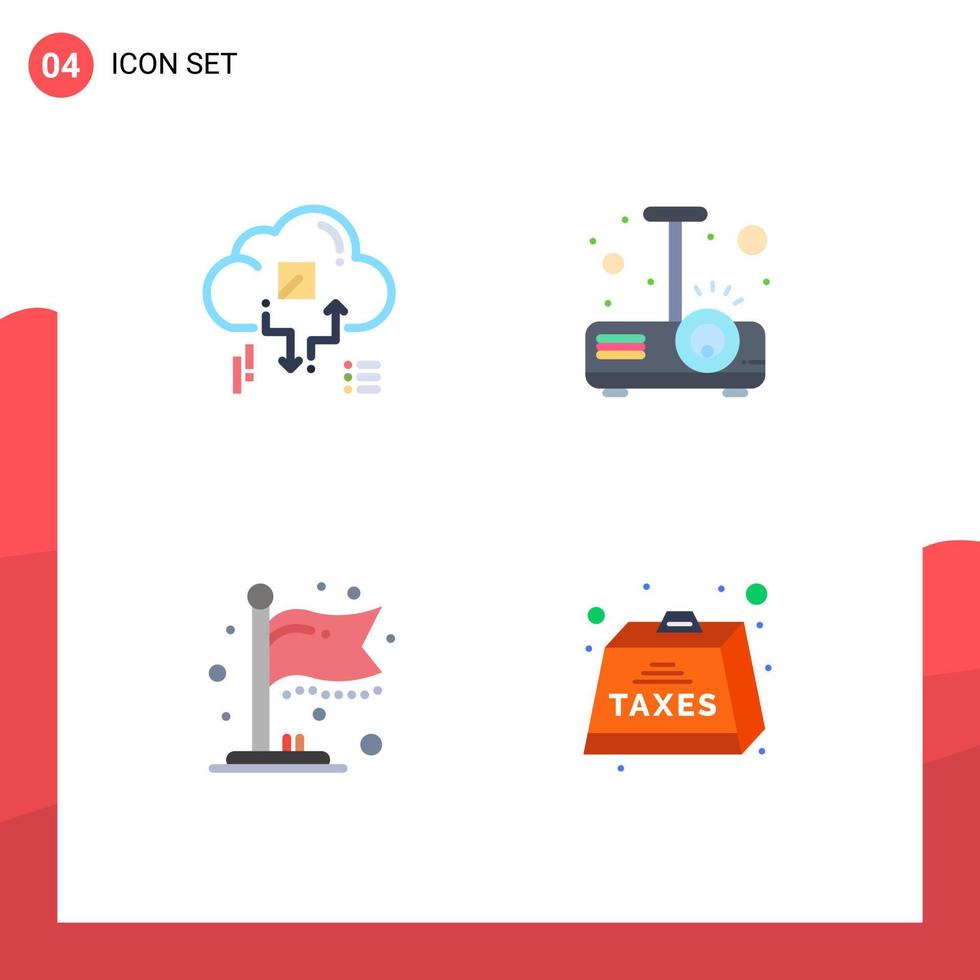 4 Universal Flat Icon Signs Symbols of cloud finish arrow presentation milestone Editable Vector Design Elements