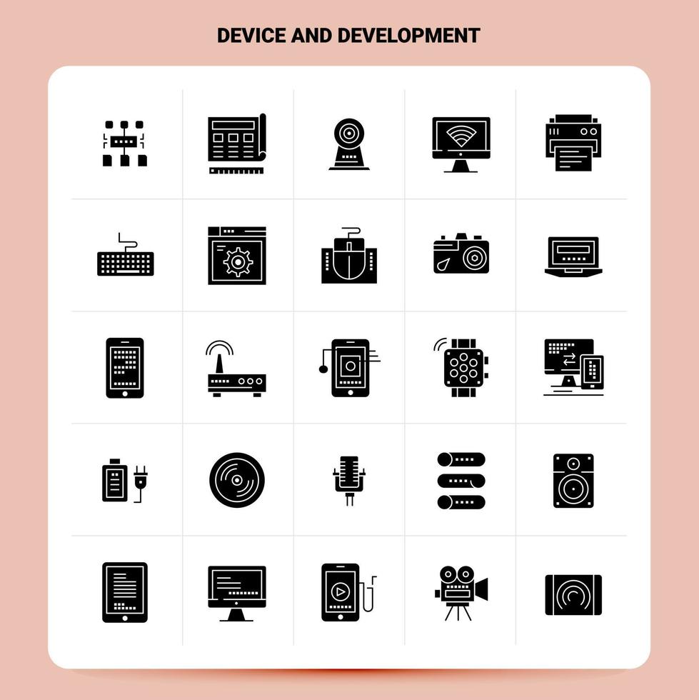 Solid 25 Device And Development Icon set Vector Glyph Style Design Black Icons Set Web and Mobile Business ideas design Vector Illustration