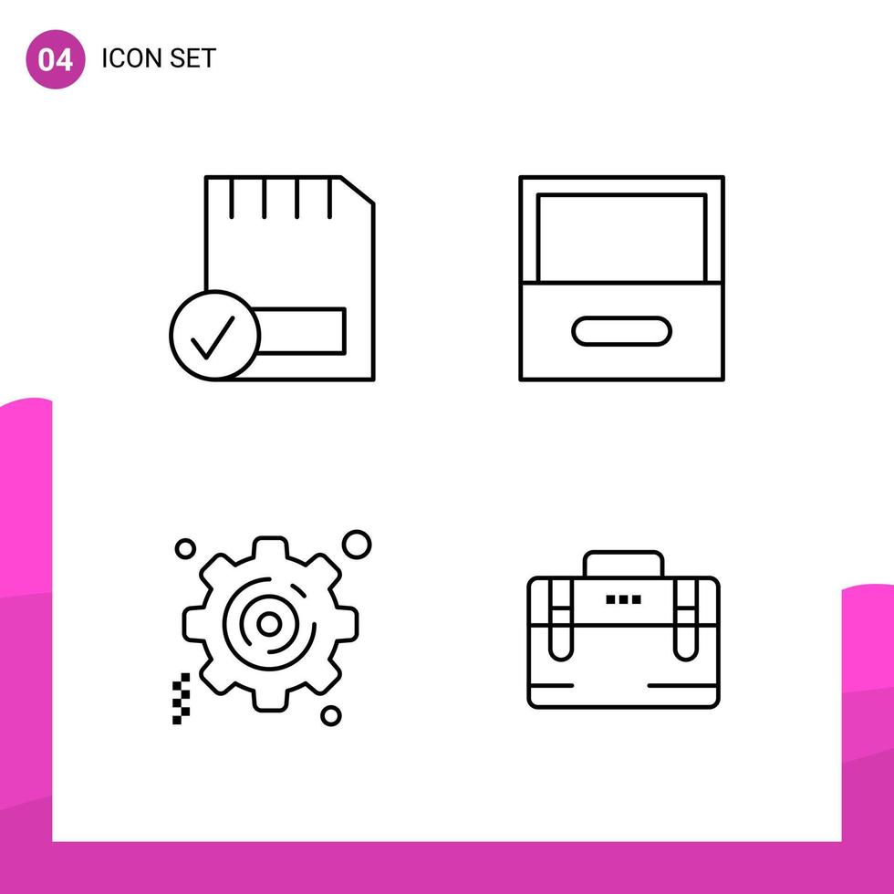 Outline Icon set Pack of 4 Line Icons isolated on White Background for responsive Website Design Print and Mobile Applications vector