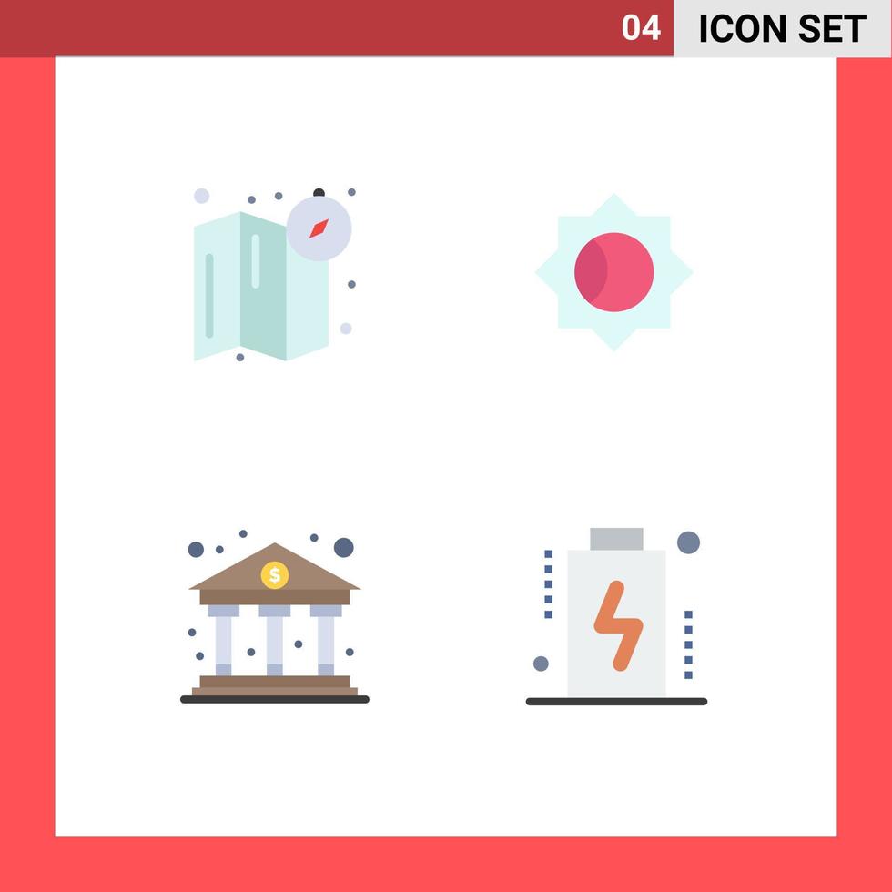 conjunto de pictogramas de 4 iconos planos simples de brújula finanzas carga bancaria básica elementos de diseño vectorial editables vector