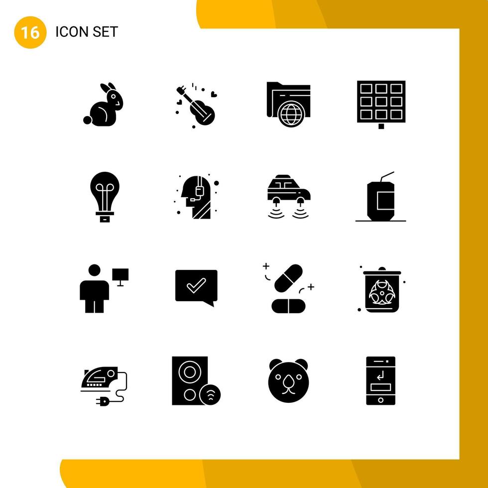 paquete de iconos de vectores de stock de 16 signos y símbolos de línea para elementos de diseño de vectores editables solares de bombilla de almacenamiento creativo ligero