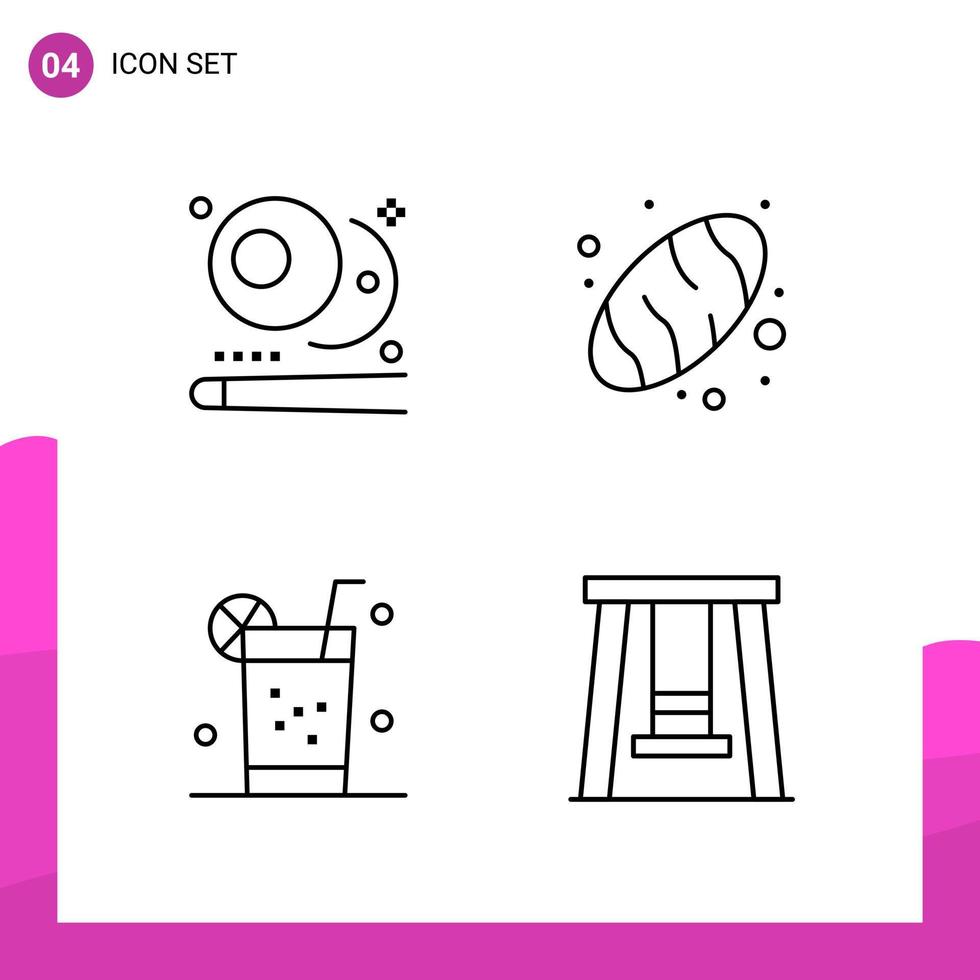 Outline Icon set Pack of 4 Line Icons isolated on White Background for responsive Website Design Print and Mobile Applications vector