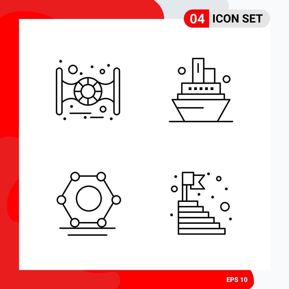 Creative Set of 4 Universal Outline Icons isolated on White Background vector