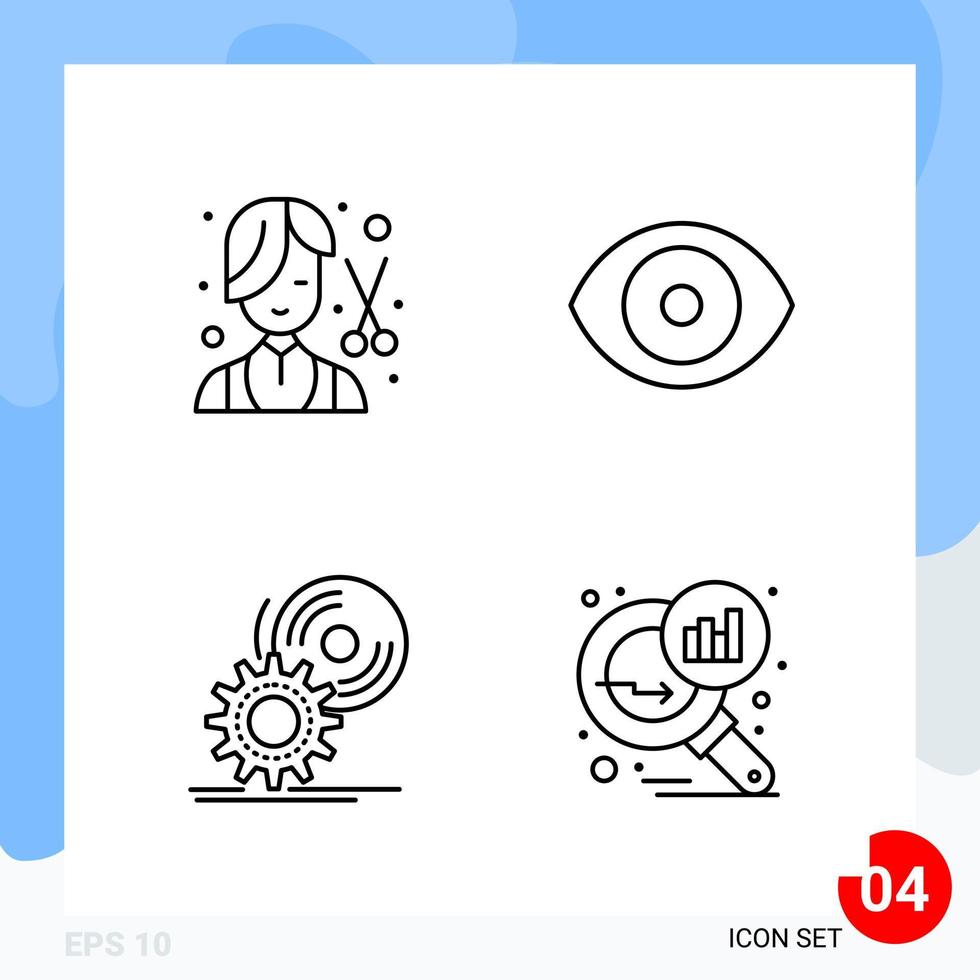 Modern Pack of 4 Icons Line Outline Symbols isolated on White Backgound for Website designing vector