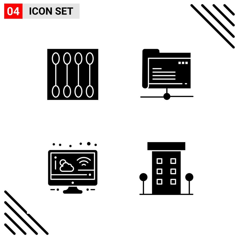 Pixle Perfect Set of 4 Solid Icons Glyph Icon Set for Webite Designing and Mobile Applications Interface vector