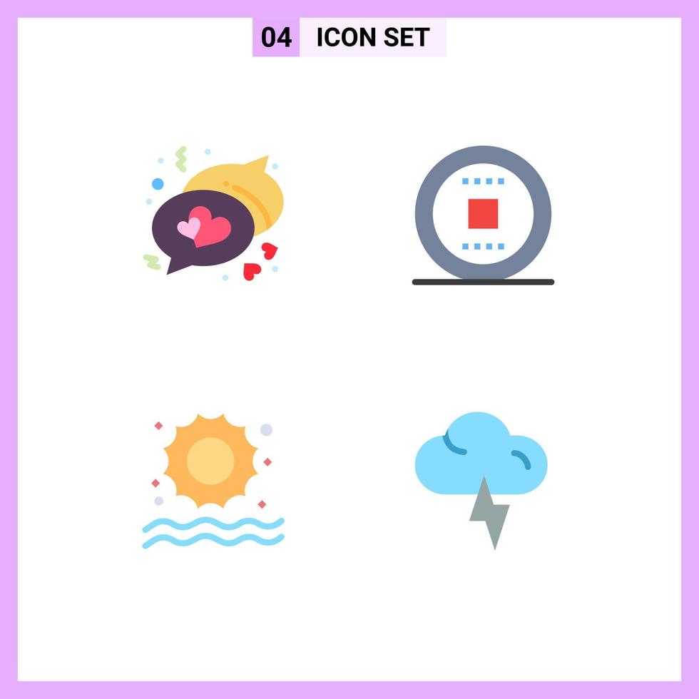 Pack of 4 Modern Flat Icons Signs and Symbols for Web Print Media such as chat swimming control track lightning Editable Vector Design Elements