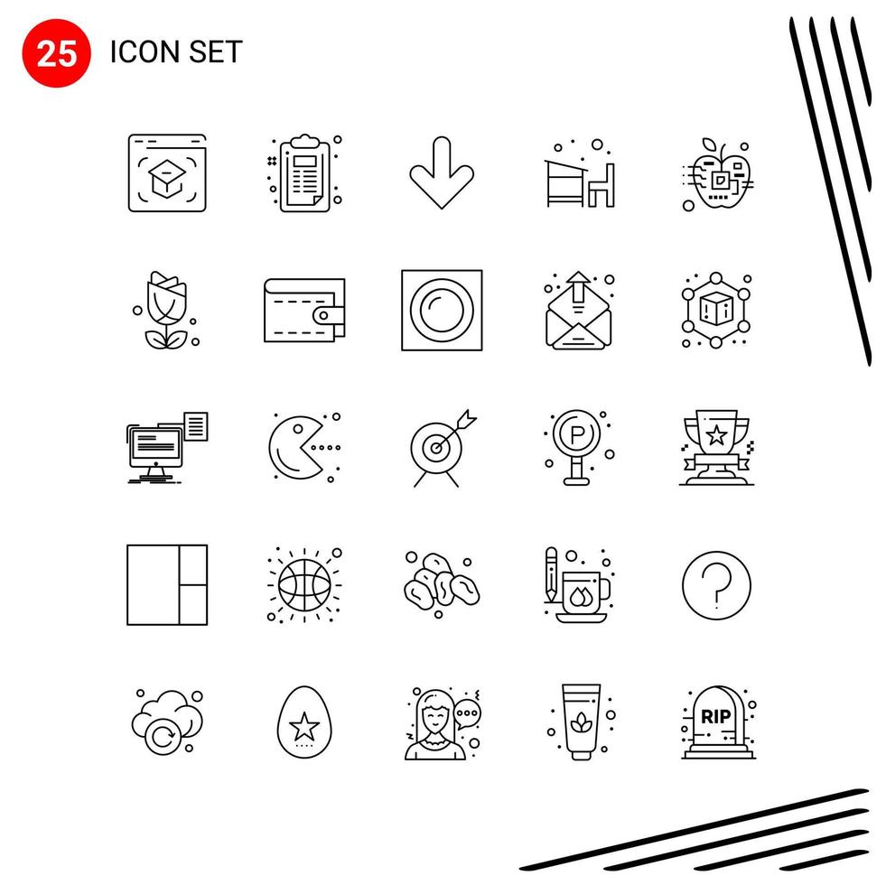 Collection of 25 Vector Icons in Line style Pixle Perfect Outline Symbols for Web and Mobile Line Icon Signs on White Background 25 Icons