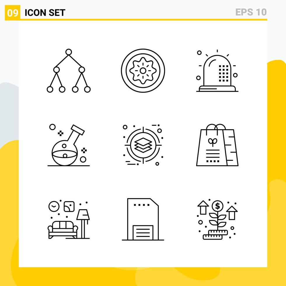 Collection of 9 Universal Line Icons Icon Set for Web and Mobile vector