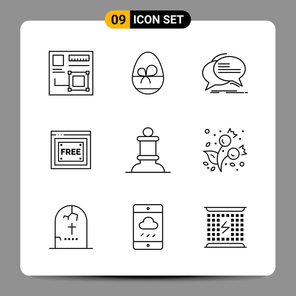 9 Black Icon Pack Outline Symbols Signs for Responsive designs on white background 9 Icons Set vector