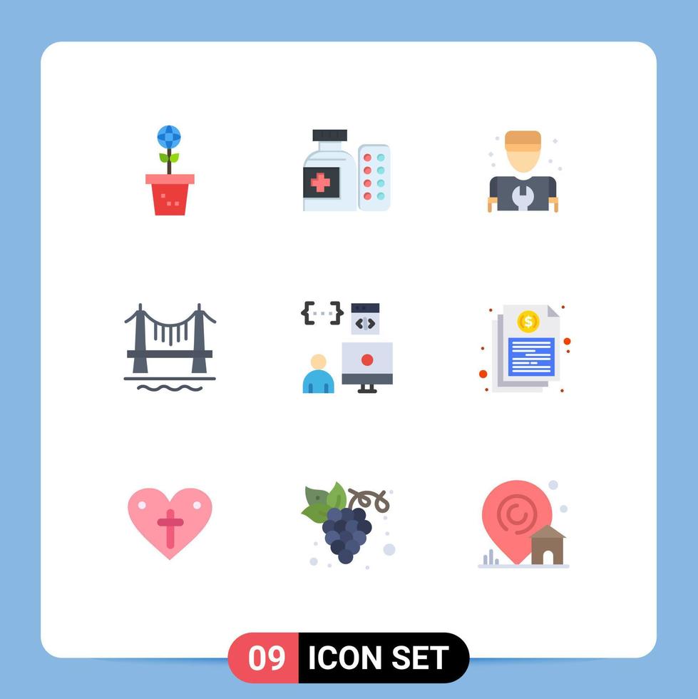 Set of 9 Modern UI Icons Symbols Signs for app city hospital building repair Editable Vector Design Elements