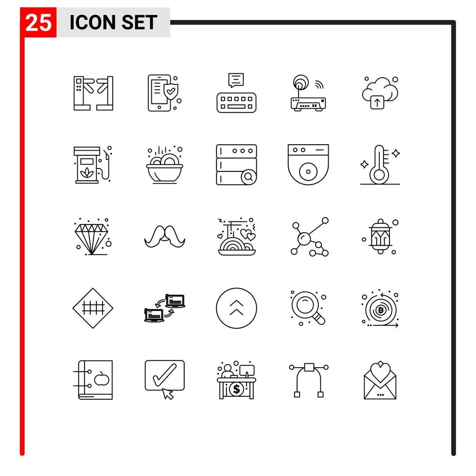 Stock Vector Icon Pack of 25 Line Signs and Symbols for technology cloud keyboard technology electronic Editable Vector Design Elements