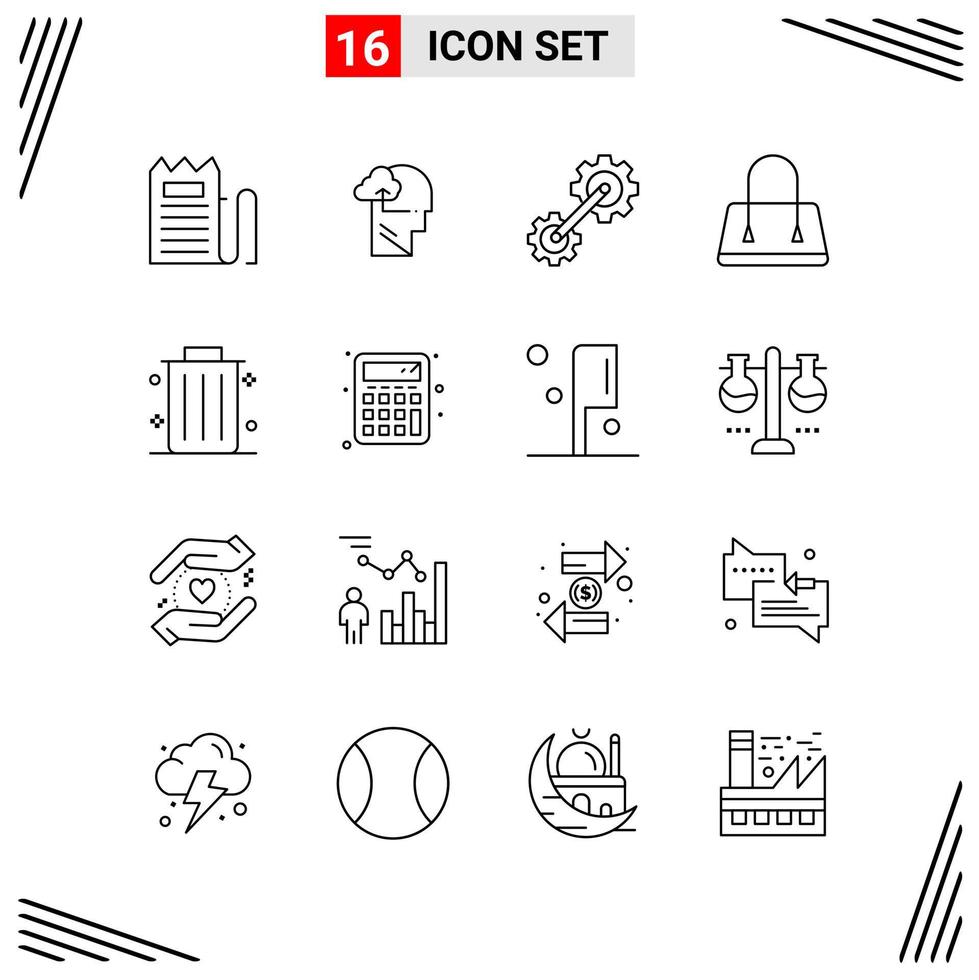 16 Icons Line Style Grid Based Creative Outline Symbols for Website Design Simple Line Icon Signs Isolated on White Background 16 Icon Set vector