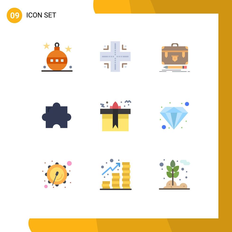 Universal Icon Symbols Group of 9 Modern Flat Colors of box plugin briefcase extension portfolio Editable Vector Design Elements