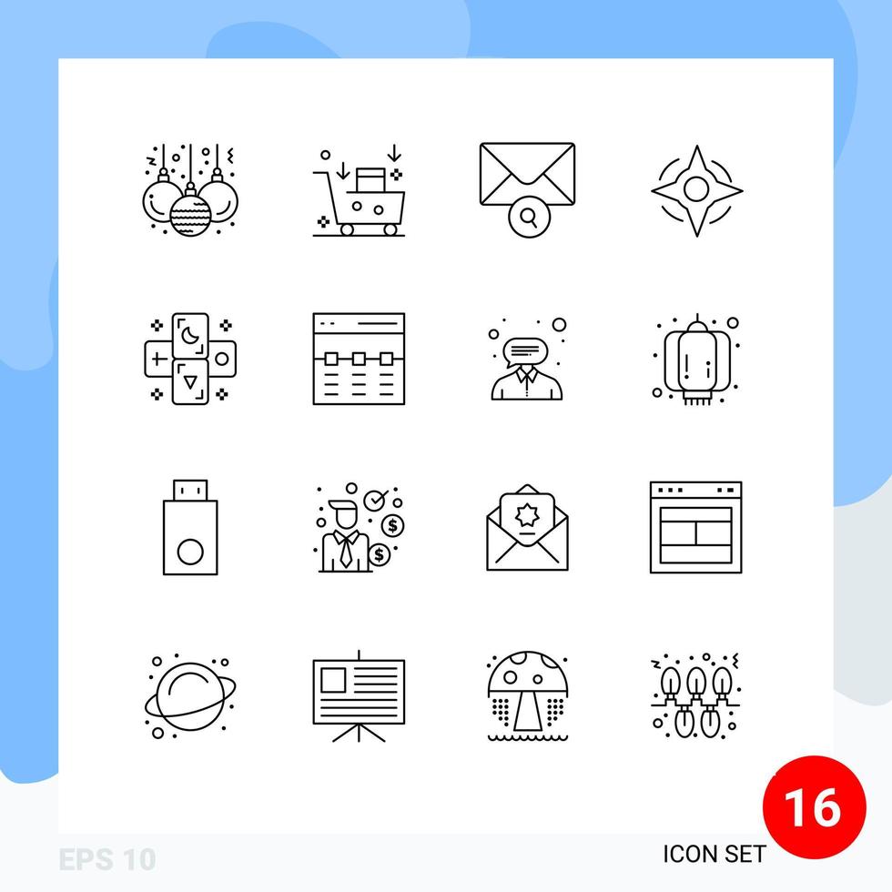 Outline Pack of 16 Universal Symbols of zodiac horoscope mail astrology navigation Editable Vector Design Elements