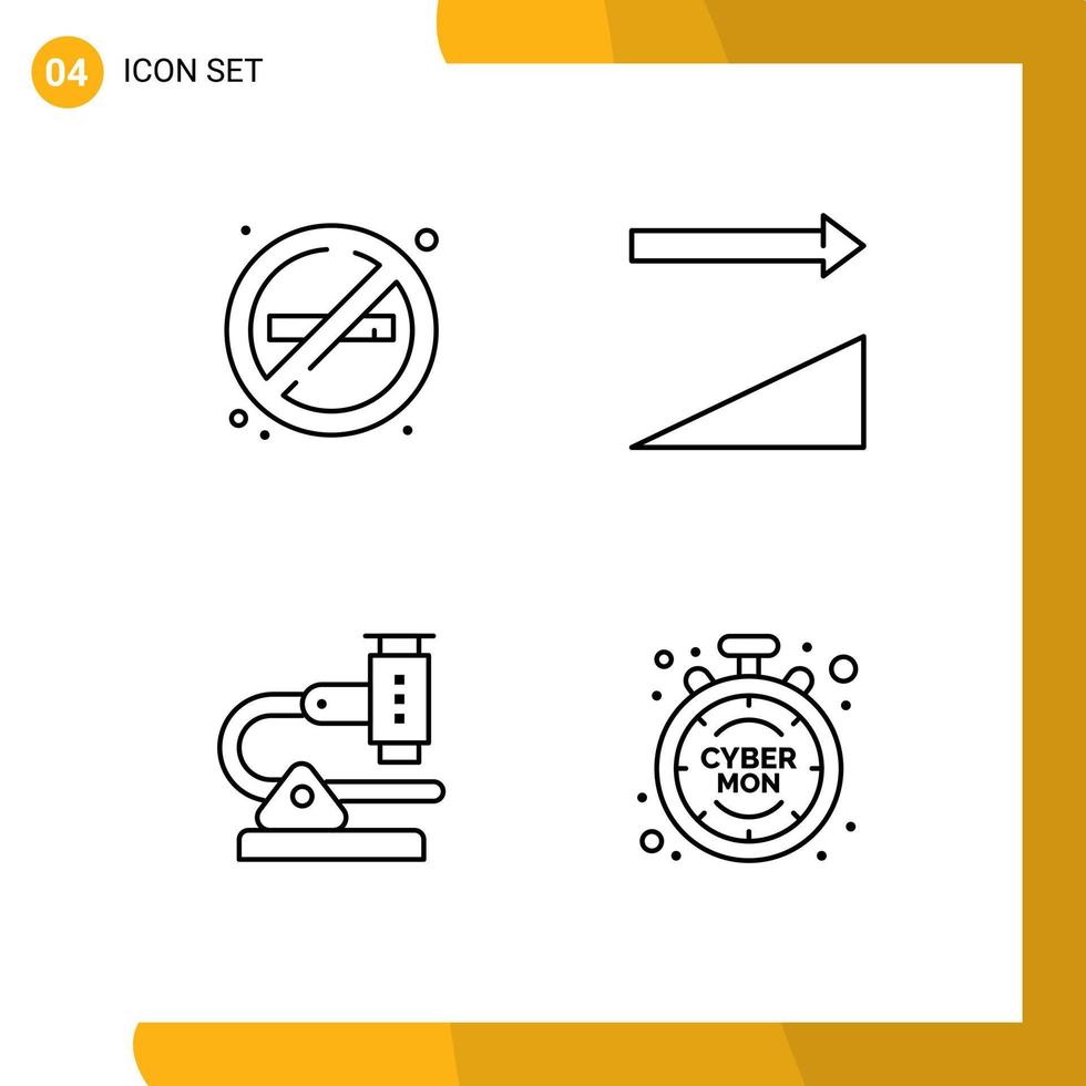 Set of 4 Vector Filledline Flat Colors on Grid for fire microbiology no smoke sorting research Editable Vector Design Elements