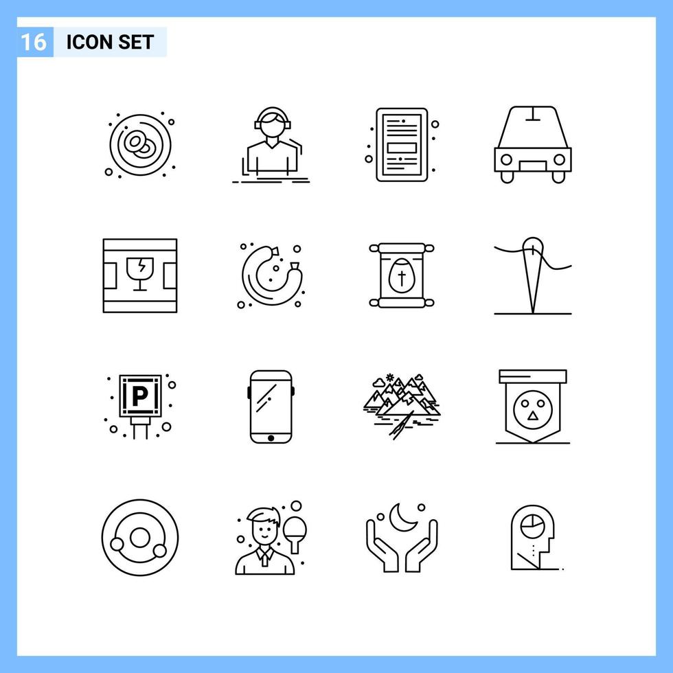 16 Icons Line style Creative Outline Symbols Black Line Icon Sign Isolated on White Background vector