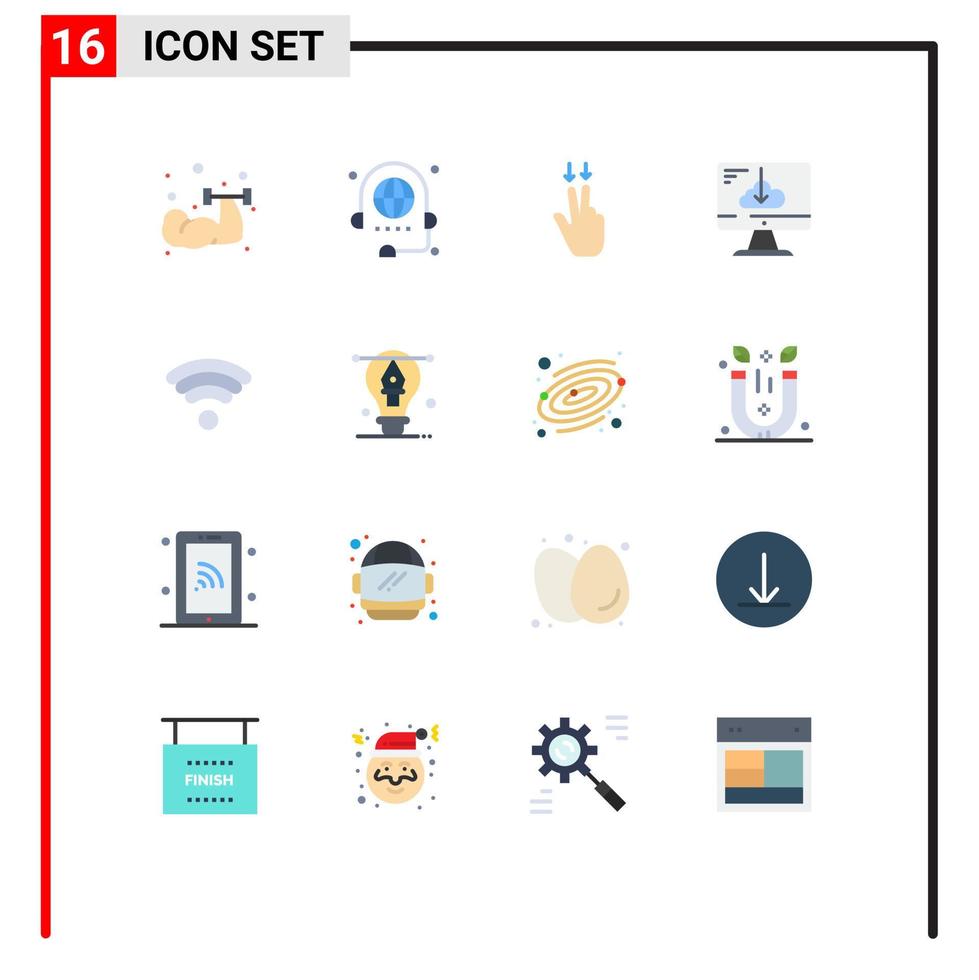 User Interface Pack of 16 Basic Flat Colors of technology install global driver cloud Editable Pack of Creative Vector Design Elements