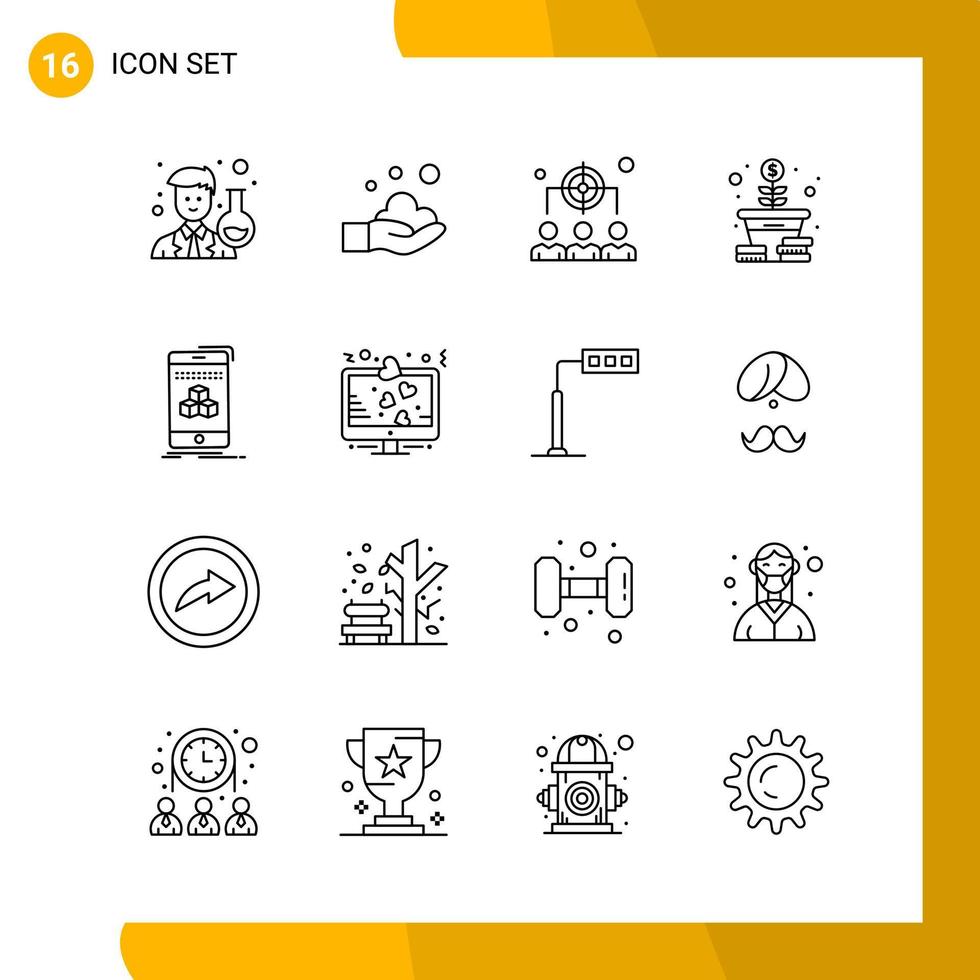 16 Icon Set Line Style Icon Pack Outline Symbols isolated on White Backgound for Responsive Website Designing vector