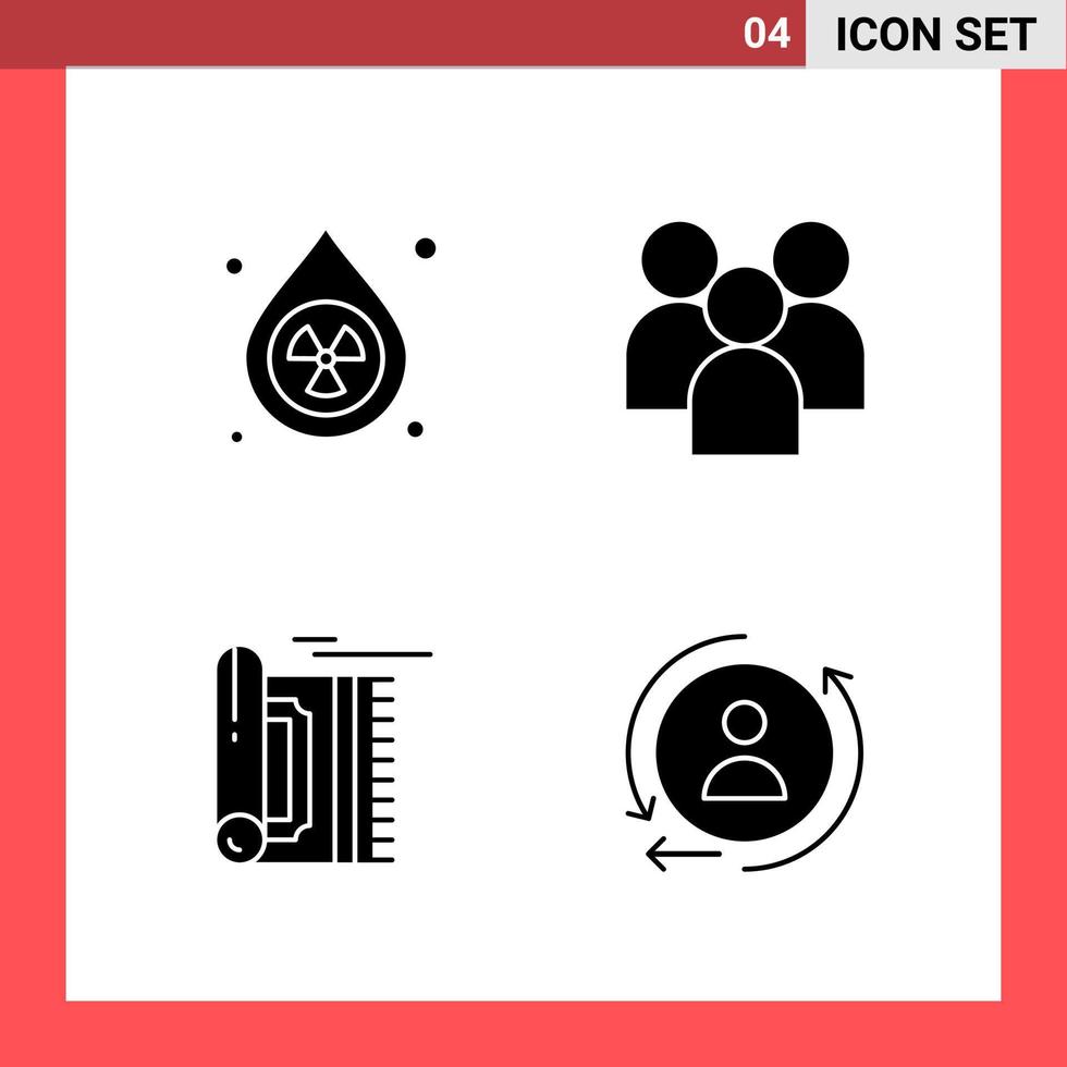 4 Icon Pack Solid Style Glyph Symbols on White Background Simple Signs for general designing vector