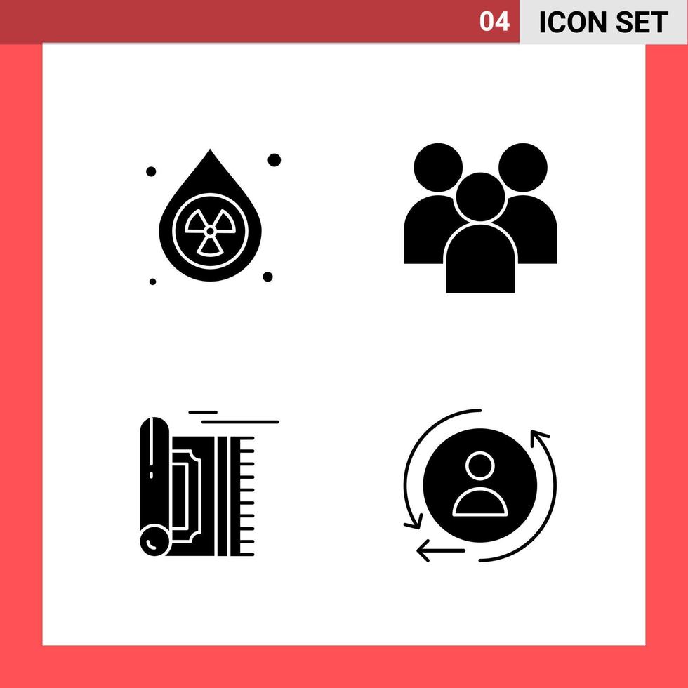 paquete de 4 iconos símbolos de glifo de estilo sólido sobre fondo blanco signos simples para diseño general vector