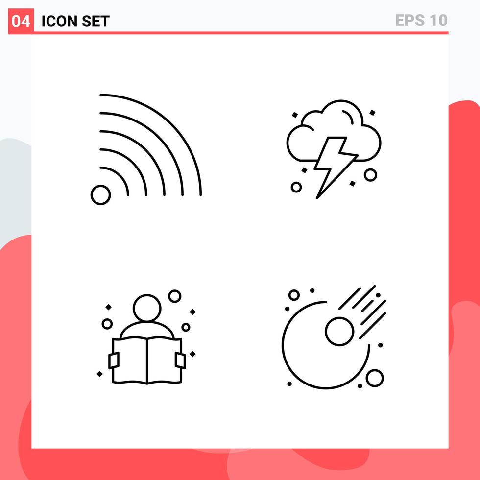 Collection of 4 Vector Icons in Line style Modern Outline Symbols for Web and Mobile Line Icon Sign Isolated on White Background 4 Icons