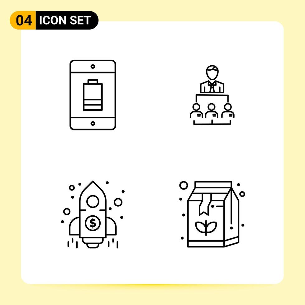 4 Creative Icons for Modern website design and responsive mobile apps 4 Outline Symbols Signs on White Background 4 Icon Pack vector