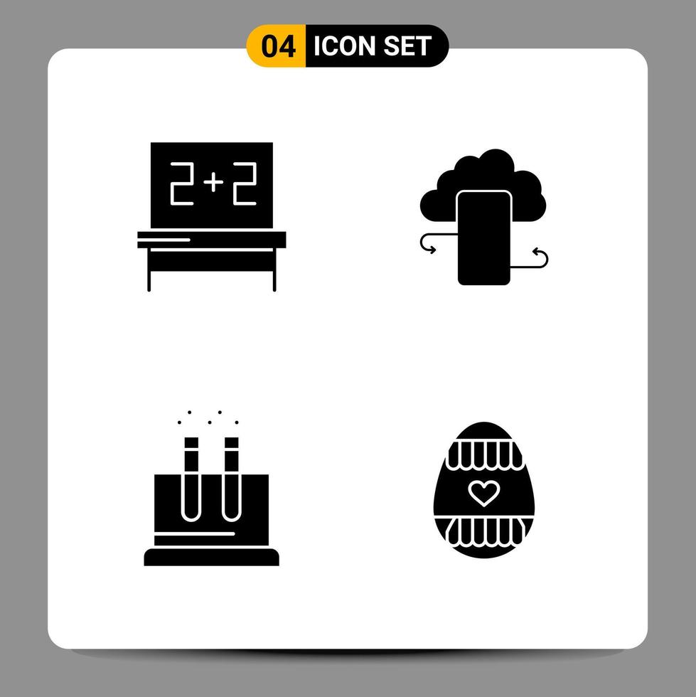 4 Black Icon Pack Glyph Symbols Signs for Responsive designs on white background 4 Icons Set vector
