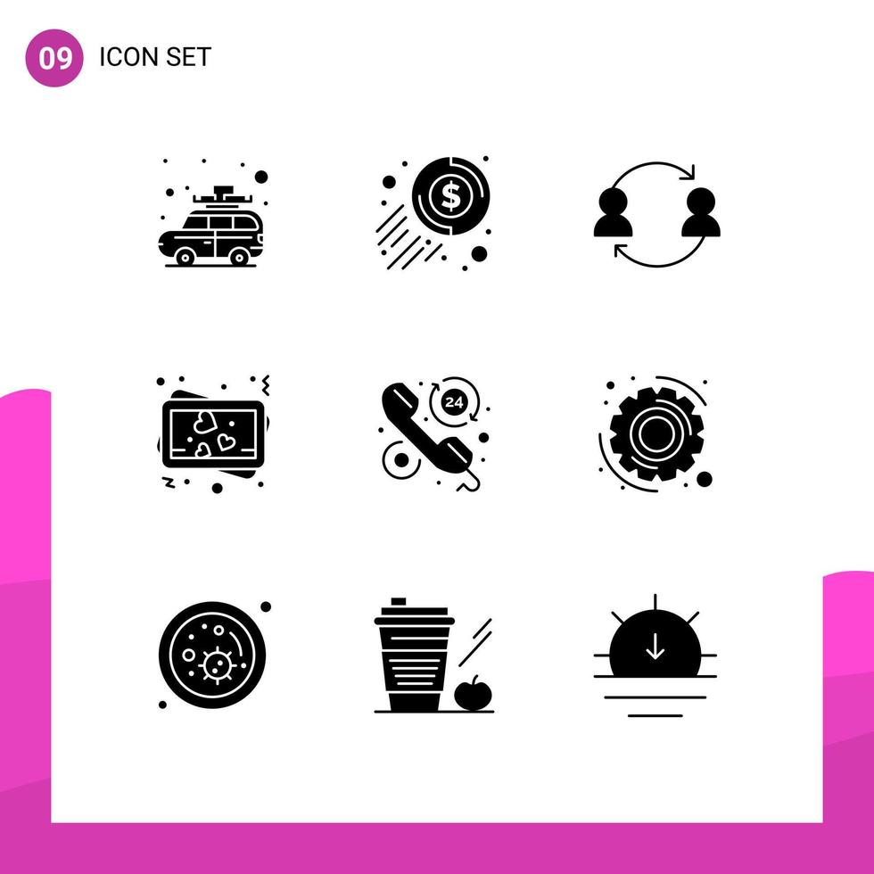 Solid Glyph Pack of 9 Universal Symbols of faq photo avatar memory user Editable Vector Design Elements