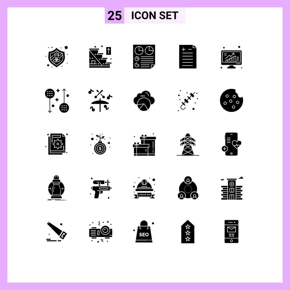 25 Universal Solid Glyphs Set for Web and Mobile Applications graph grow document test comparison Editable Vector Design Elements