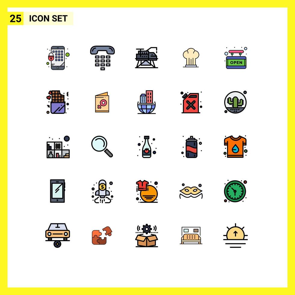 conjunto de 25 iconos de interfaz de usuario modernos signos de símbolos para elementos de diseño vectorial editables de tapa de cocina de construcción de sombrero de tablero vector