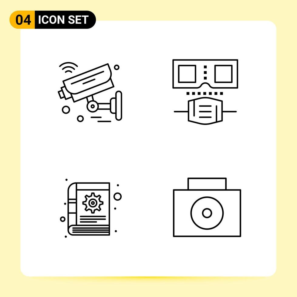 4 Creative Icons for Modern website design and responsive mobile apps 4 Outline Symbols Signs on White Background 4 Icon Pack vector