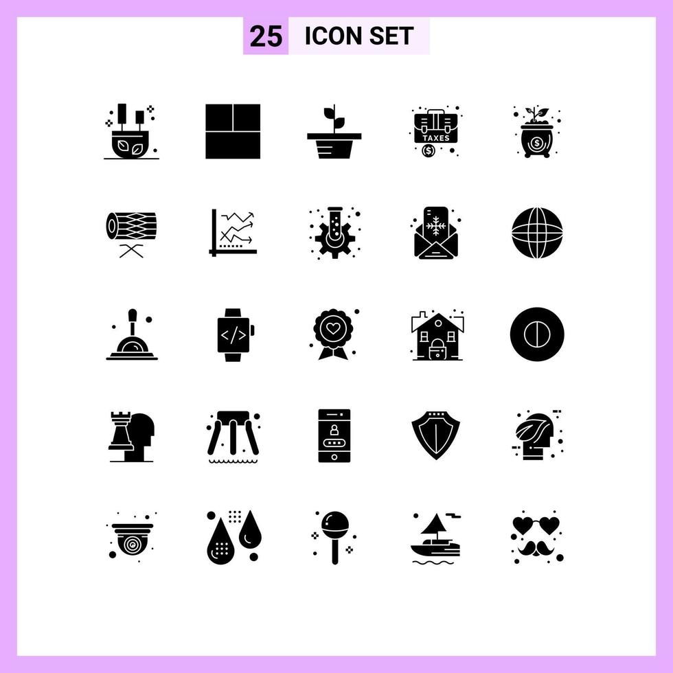25 Solid Glyph concept for Websites Mobile and Apps investment bag nature case baggage Editable Vector Design Elements