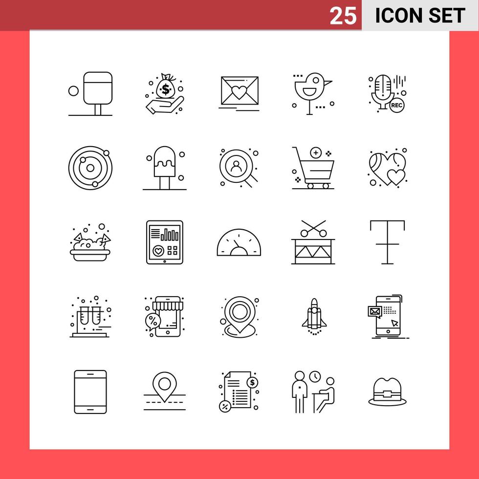 25 Icon Pack Line Style Outline Symbols on White Background Simple Signs for general designing vector