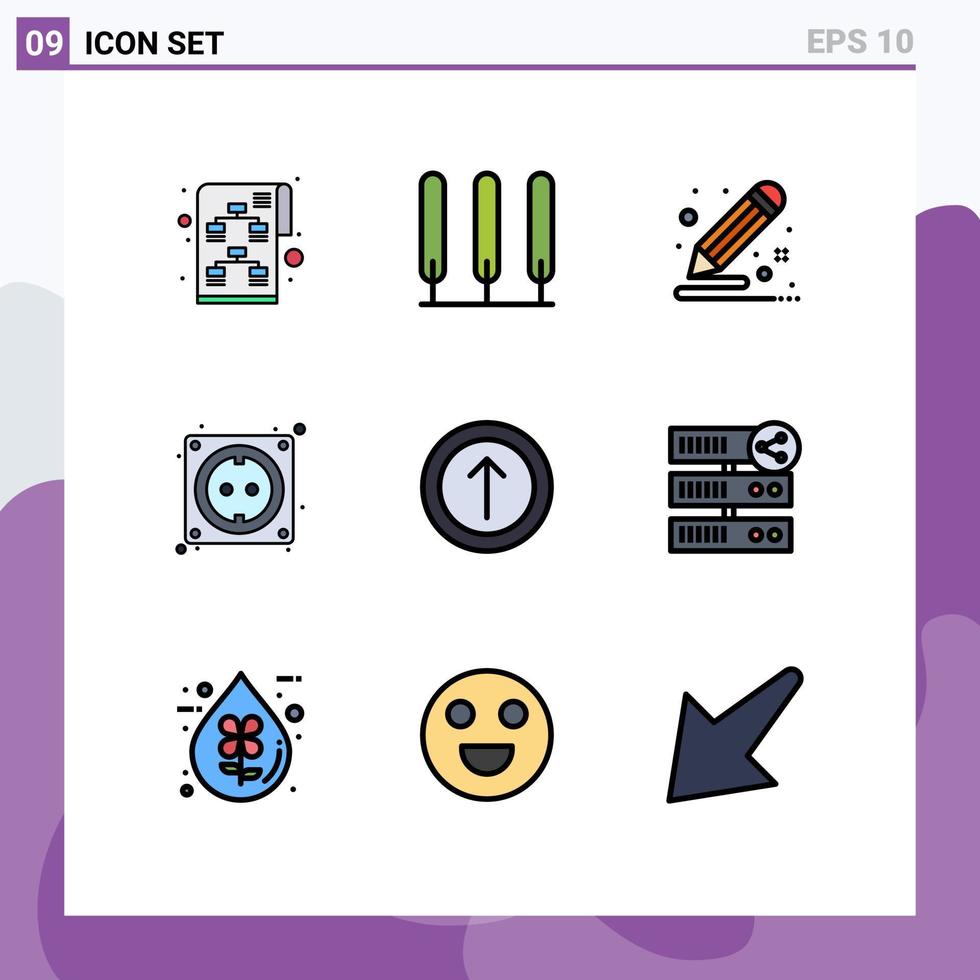 9 Universal Filledline Flat Color Signs Symbols of arrow stock creative hardware cable Editable Vector Design Elements