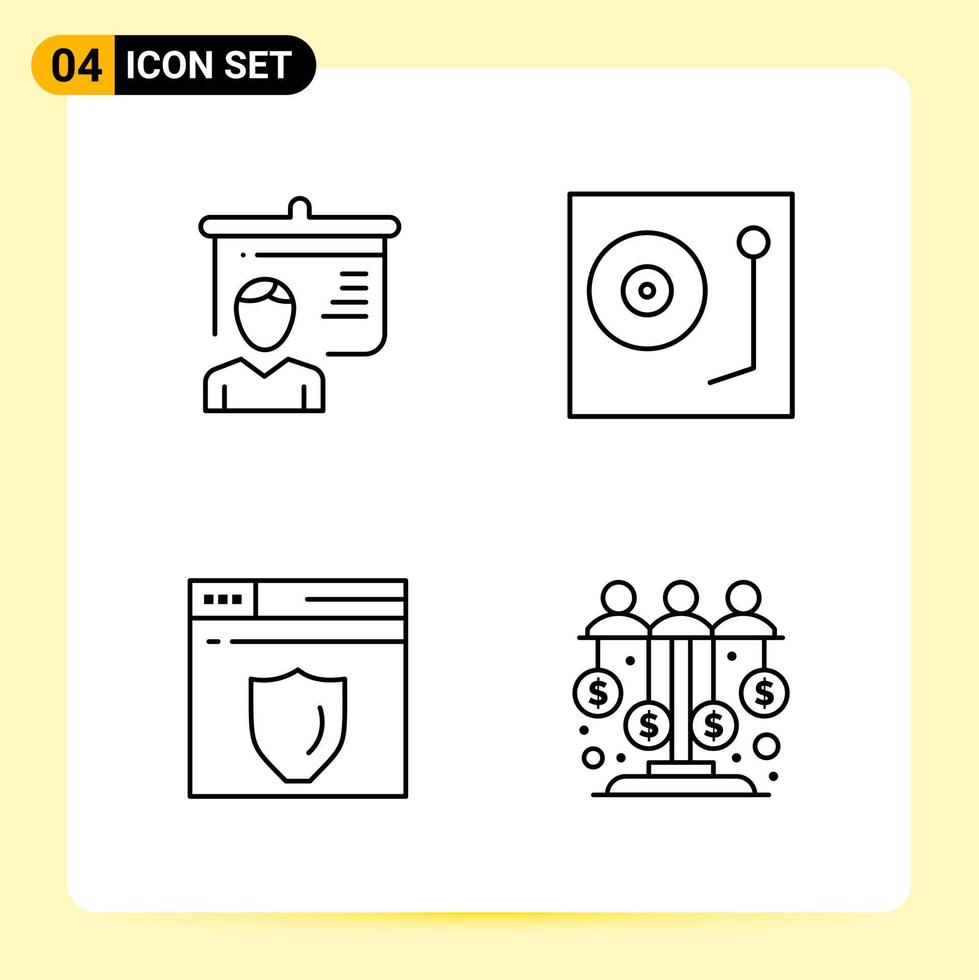 4 Creative Icons for Modern website design and responsive mobile apps 4 Outline Symbols Signs on White Background 4 Icon Pack vector