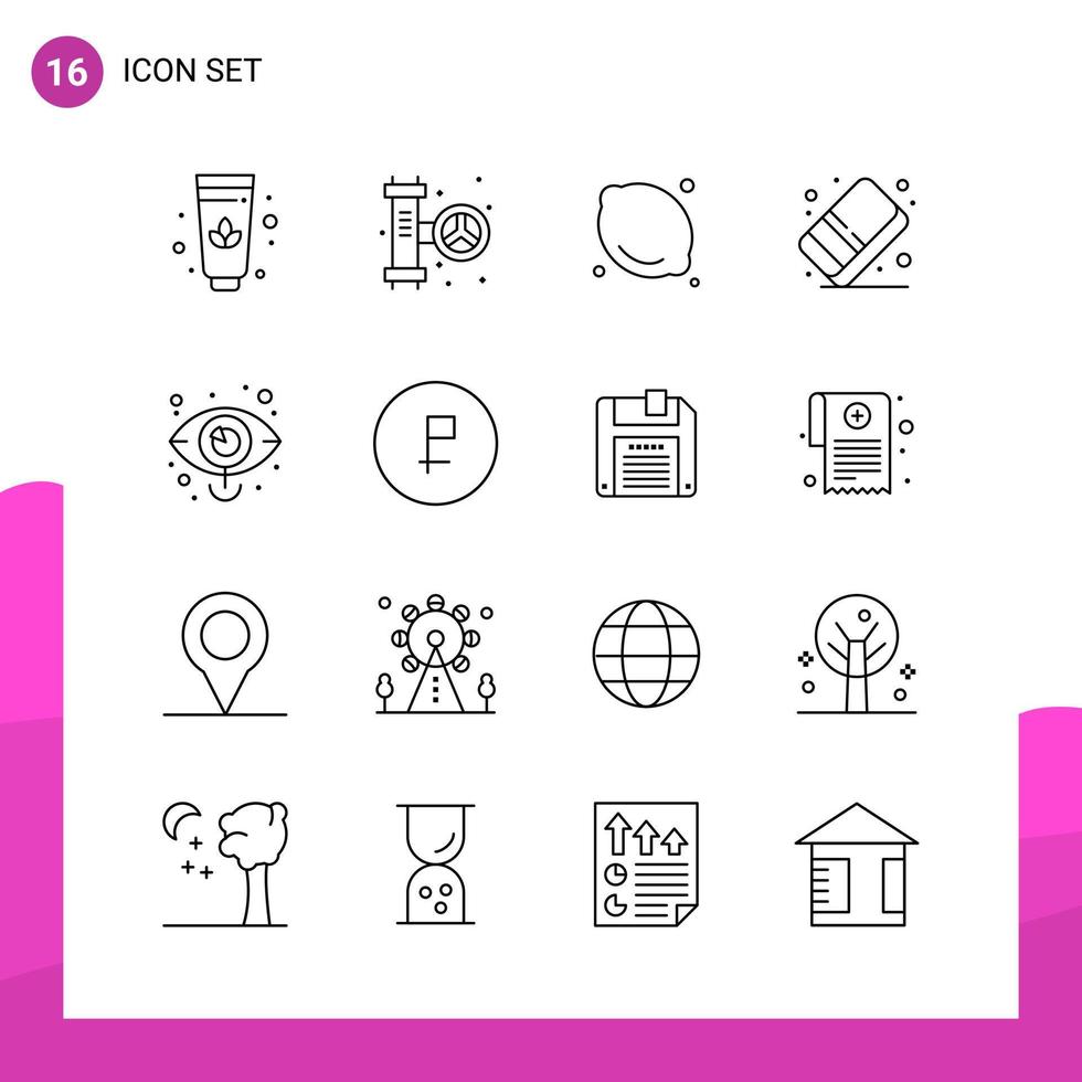 Outline Icon set Pack of 16 Line Icons isolated on White Background for responsive Website Design Print and Mobile Applications vector