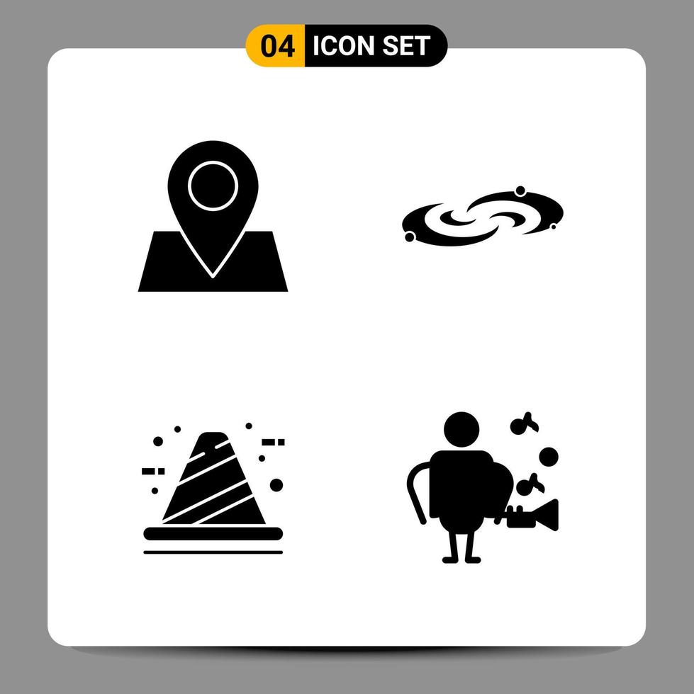 4 Black Icon Pack Glyph Symbols Signs for Responsive designs on white background 4 Icons Set vector