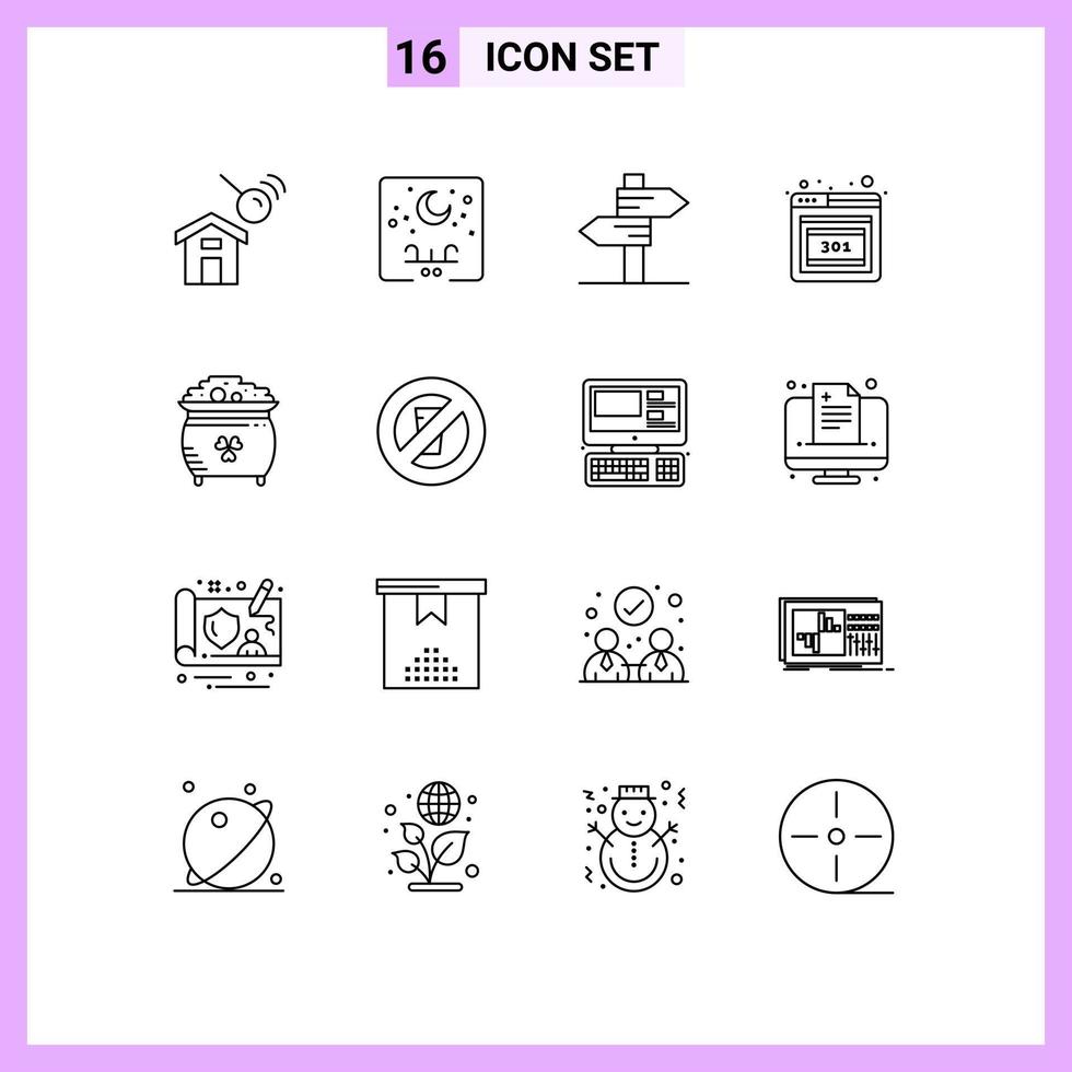 User Interface Pack of 16 Basic Outlines of coin error moon error wedding Editable Vector Design Elements