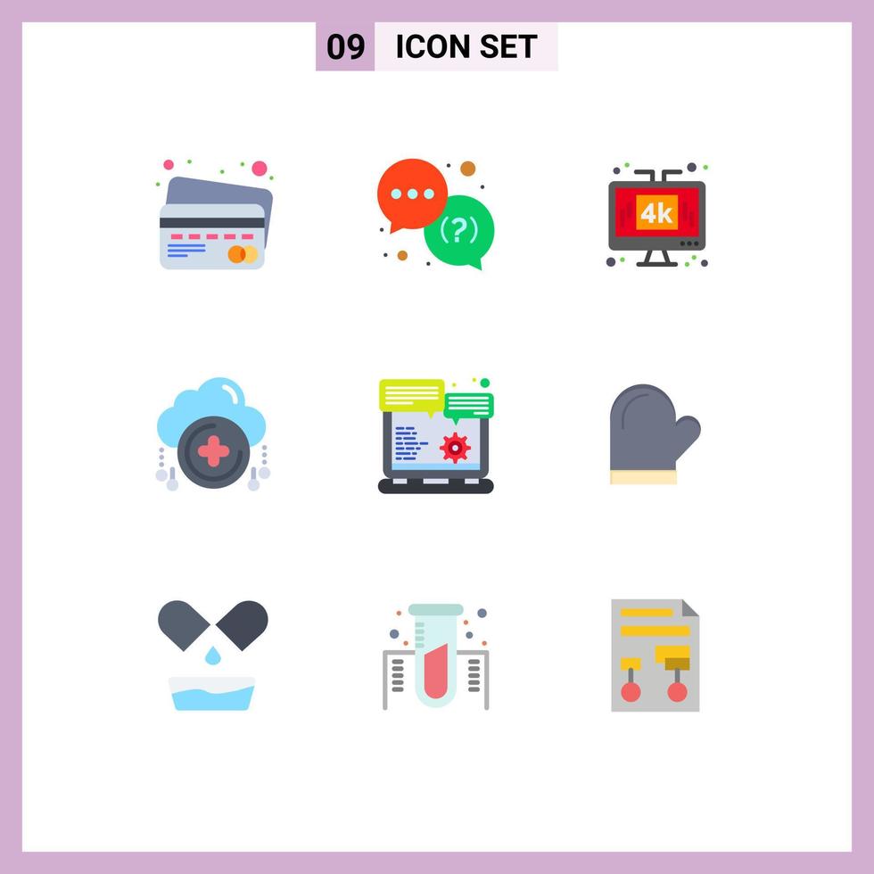 9 Universal Flat Colors Set for Web and Mobile Applications website browser plus display new cloud Editable Vector Design Elements