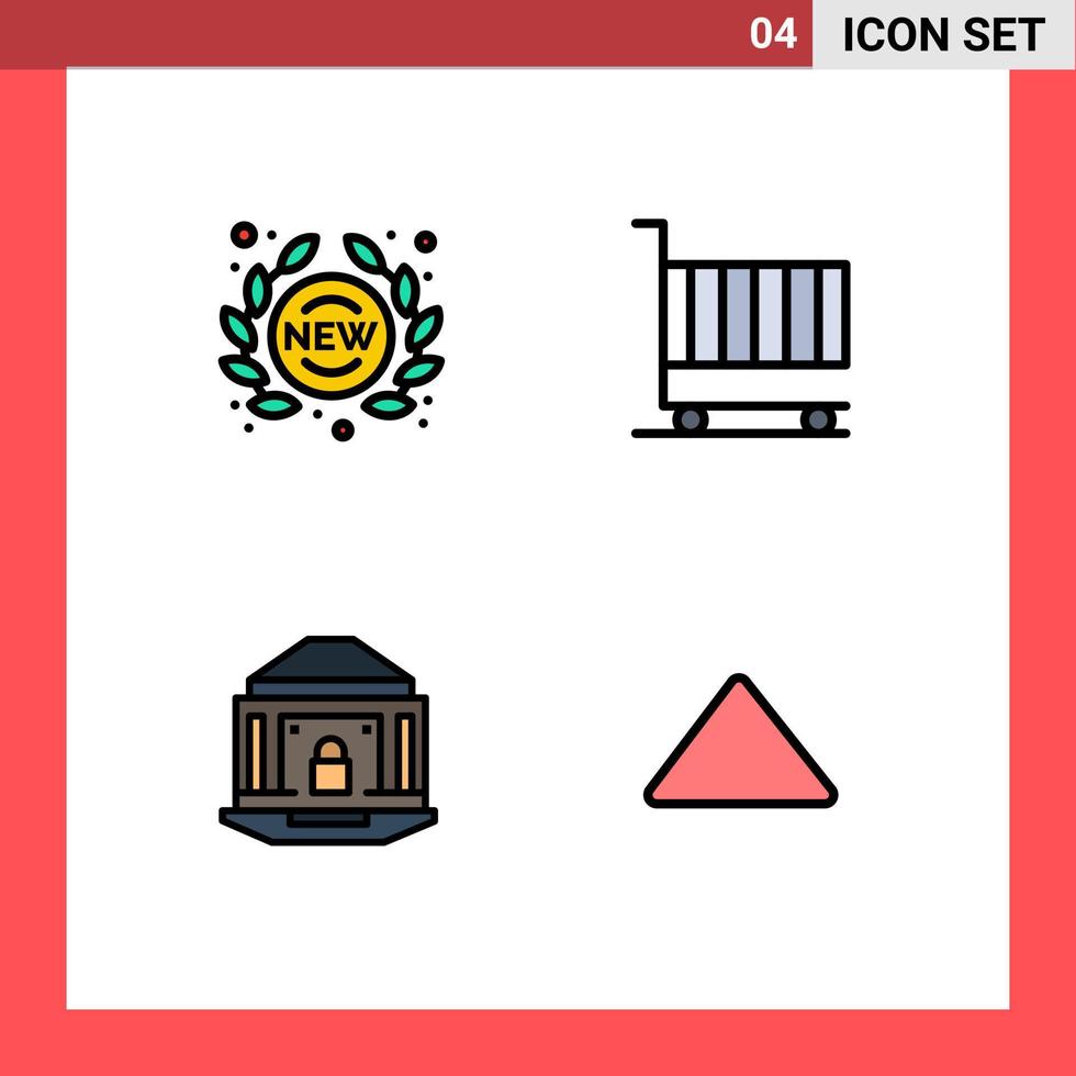 Universal Icon Symbols Group of 4 Modern Filledline Flat Colors of label shopping sign cart banking Editable Vector Design Elements
