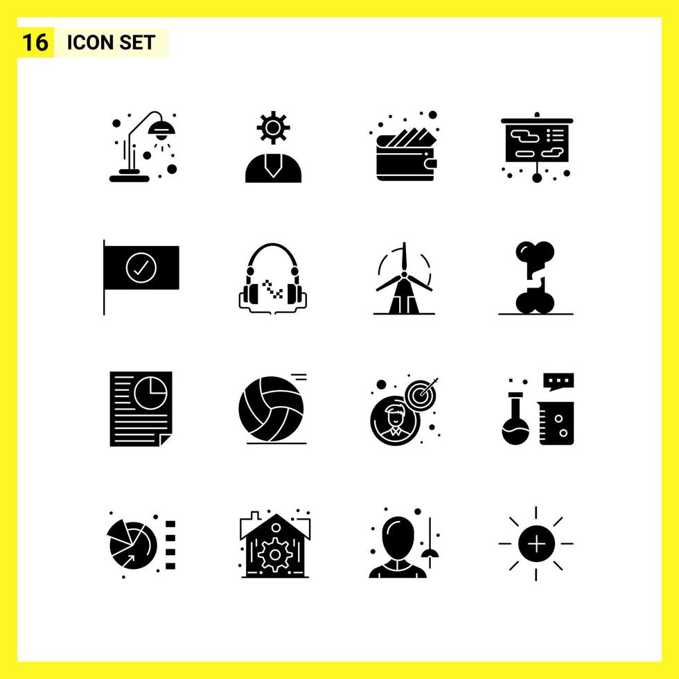 16 Icon Set Simple Solid Symbols Glyph Sign on White Background for Website Design Mobile Applications and Print Media vector