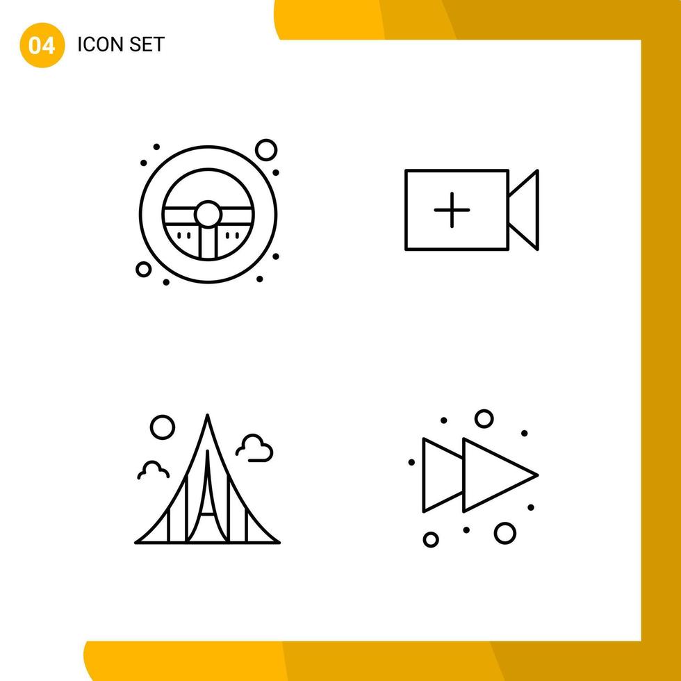 4 Icon Set Line Style Icon Pack Outline Symbols isolated on White Backgound for Responsive Website Designing vector