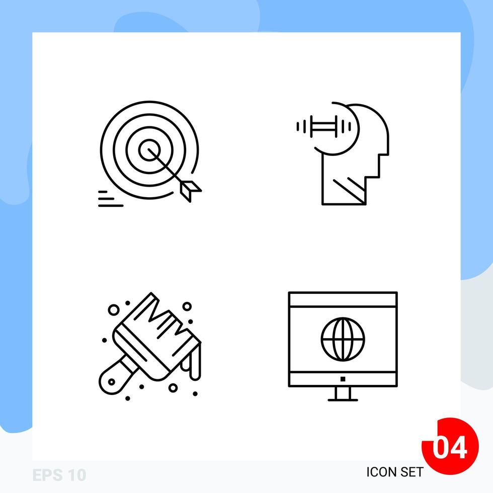 Modern Pack of 4 Icons Line Outline Symbols isolated on White Backgound for Website designing vector