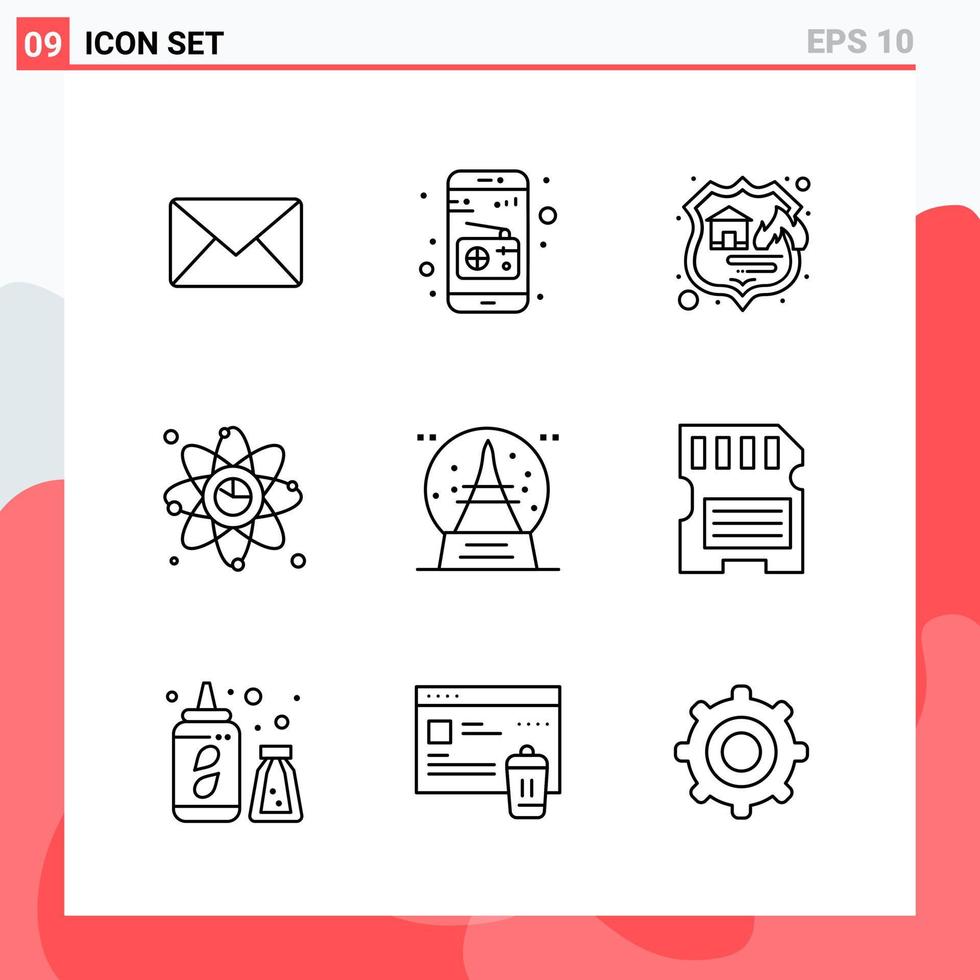 Collection of 9 Vector Icons in Line style Modern Outline Symbols for Web and Mobile Line Icon Sign Isolated on White Background 9 Icons