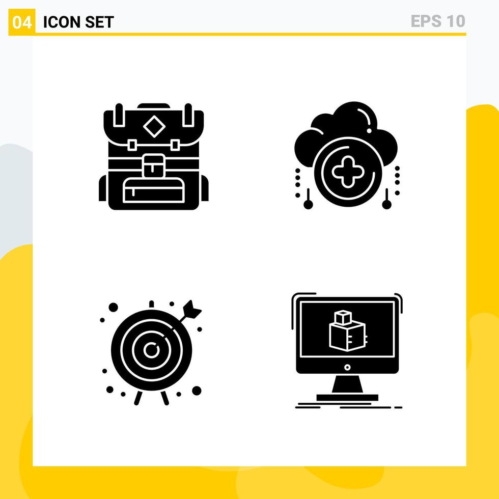 colección de 4 iconos sólidos universales conjunto de iconos para web y móvil vector