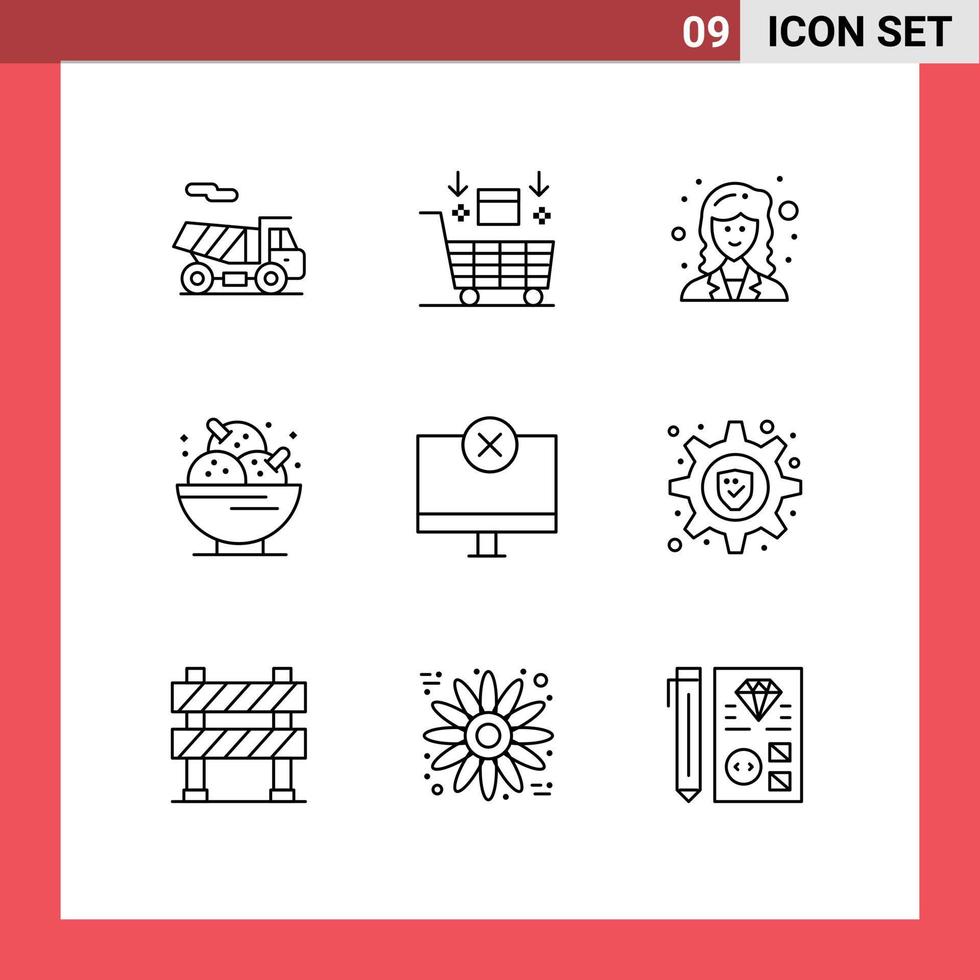 Modern Set of 9 Outlines and symbols such as computers party academic ice cream birthday Editable Vector Design Elements